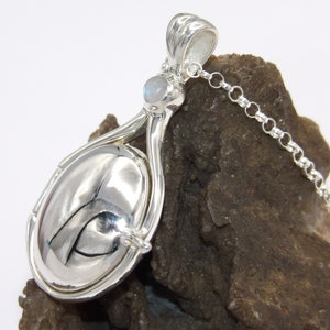 Gift H2O HandMade in USA Exact like Show Pendant SOLID 925 Sterling Silver Mermaids Locket 4mm Natural Rainbow Moonstone Handcrafted