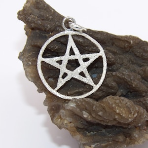 Hand made .925 Sterling Silver Stardust finished Pentagram Pendant
