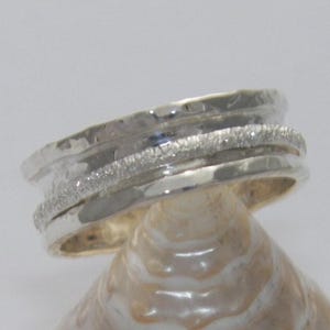 925 Silver Spinner Ring Hammered One Band Sterling Silver Stardust Finish  Handcrafted Gift for HerSpi -Custom Size