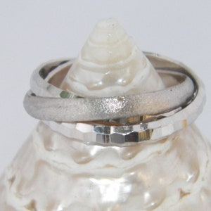 Hand made in USA .925 Sterling Silver Interlocking Triple Band Rolling Ring  Wedding Band