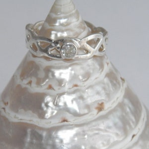 Handcrafted Hammered 925 Sterling Silver Braided Celtic Ring Natural ZirconStone