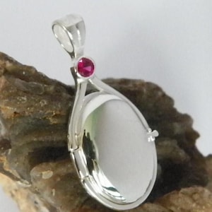 Hand Made in USA 41-20 mm Handcrafted 925 Sterling Silver 4 mm Lab Ruby Locket H2O Just Add Water Mermaids Pendant