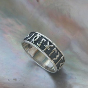 Handcrafted .925 Oxidized Sterling Silver Ring With Celtic Runes