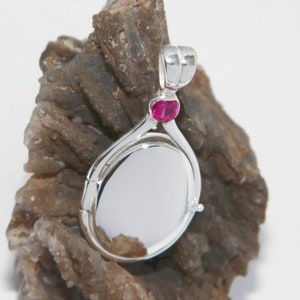 Hand Made in USA  Handcrafted 925 Sterling Silver 4 mm Round Red Lab Created Ruby gemstone Locket H2O Just Add Water Mermaids Pendant