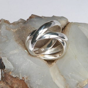 Hand made in USA Solid .925 Sterling Silver Interlocking Triple Band Rolling Ring Infinity Wedding-Custom size