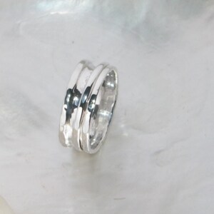 Hammered One Band Sterling Silver Spinner Ring Stamped.925 Handcrafted Custom Size image 3