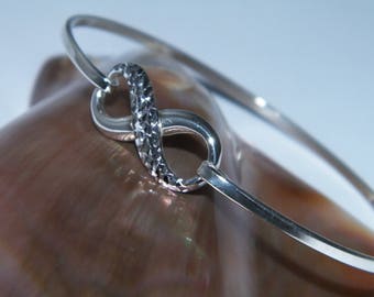 Unique Hand Made LOVE INFINITY KNOT .925 Sterling Silver Bracelet 7.5"