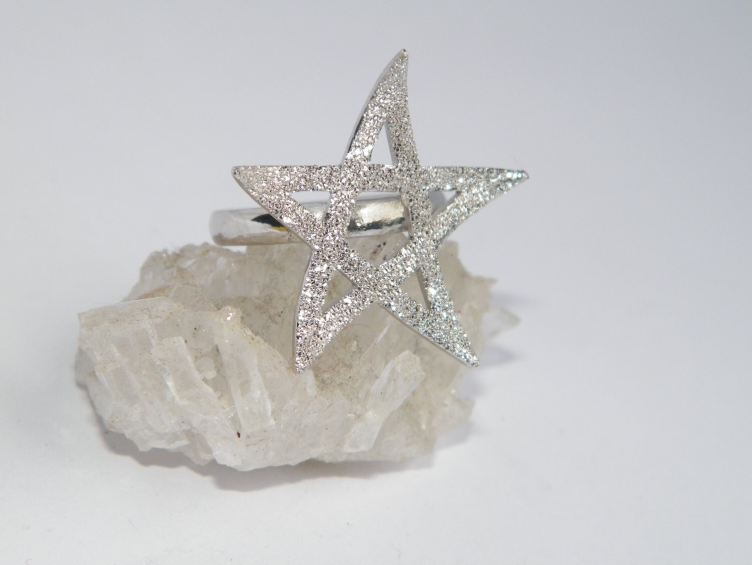 Handcrafted .925 Sterling Silver Stardust Pentagram Ring - Etsy