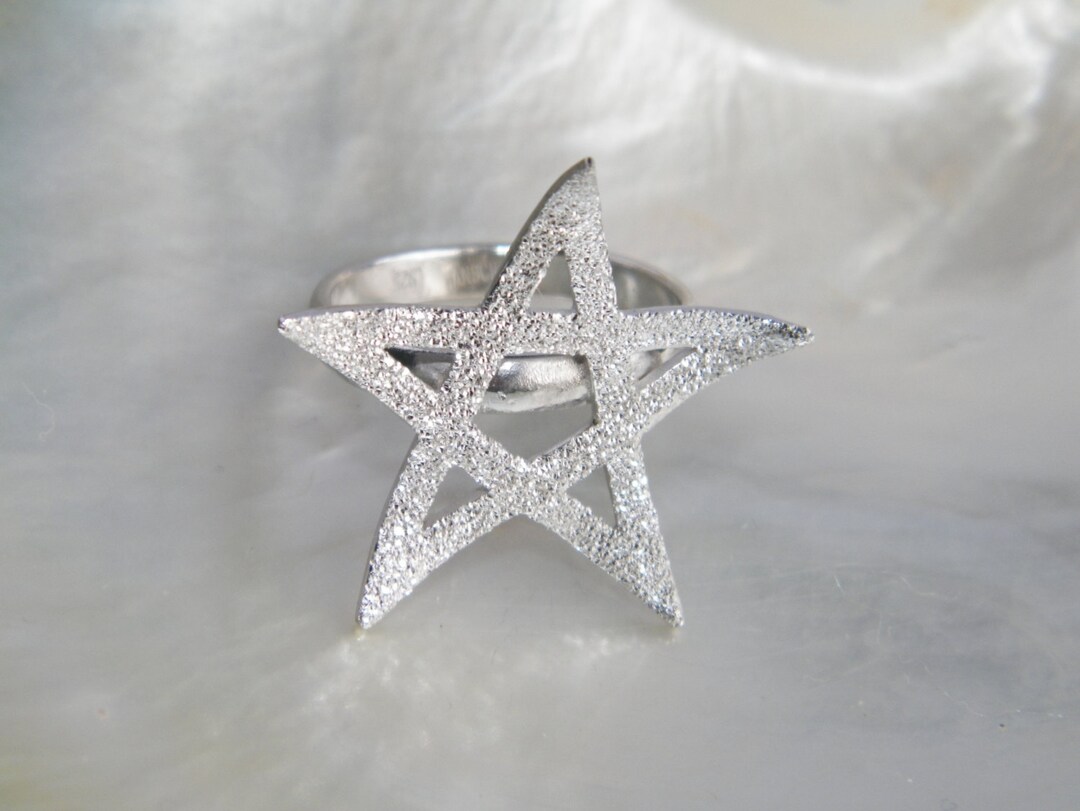 Handcrafted .925 Sterling Silver Stardust Pentagram Ring Size-custom ...
