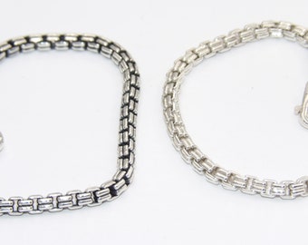 Handcrafted Sterling Silver Double Venetian Box Chain Bracelet