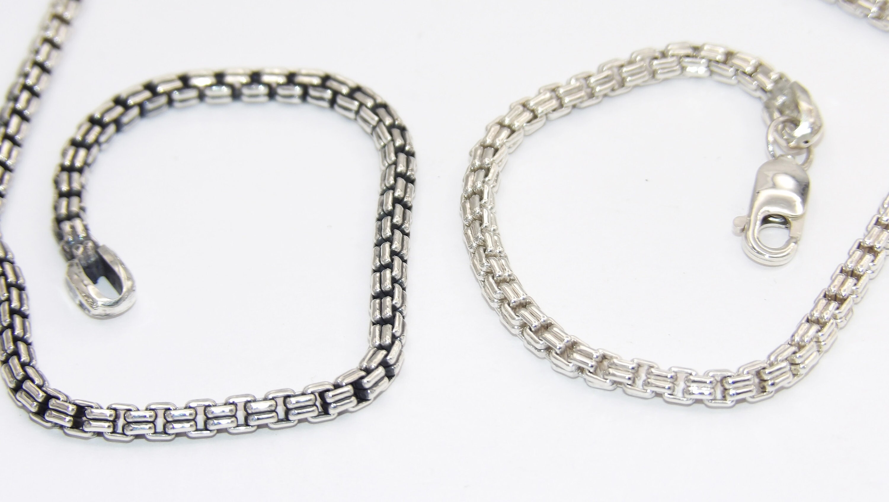 Handcrafted Sterling Silver Double Venetian Box Chain Bracelet