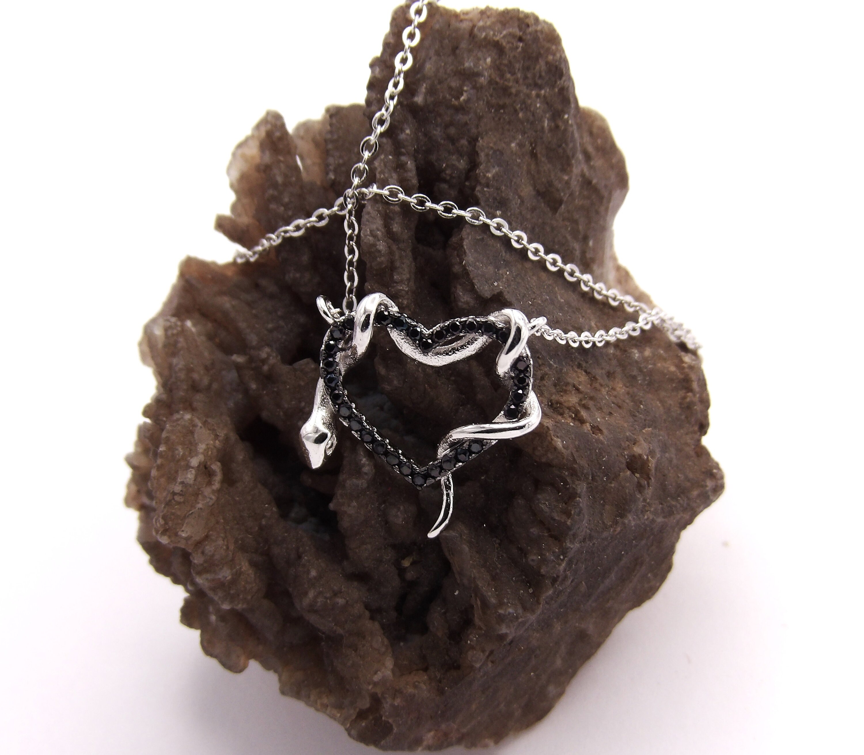 Hand Made Solid.925 Sterling Silver Heart With Snake