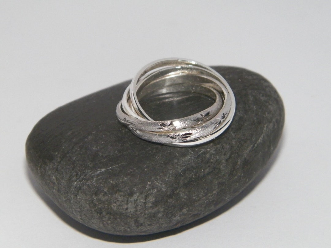 Five Rings Interlocking Handcrafted Hand Made in USA .925 Sterling Silver Interlocking Five ...