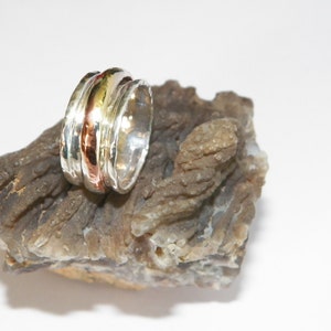 Hammered Handcrafted .925 Sterling Silver Spinner Ring Size-Custom Size image 3