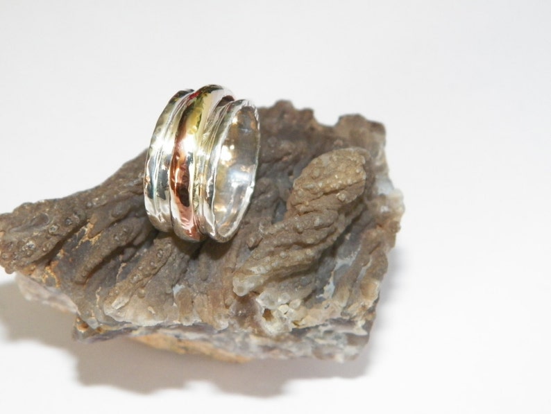 Hammered Handcrafted .925 Sterling Silver Spinner Ring Size-Custom Size image 3