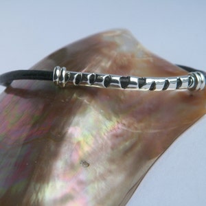 Handmade .925 Sterling Silver and 3 mm Natural Black Leather Cord Bracelet
