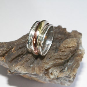 Hammered Handcrafted .925 Sterling Silver Spinner Ring Size-Custom Size image 1