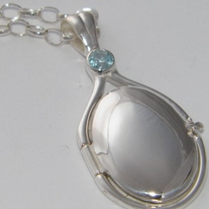 Hand Made in USA SOLID 925 Sterling Silver 4mm Lite Blue CZ Locket H2O Just Add Water Mermaids Necklace-Chain Option