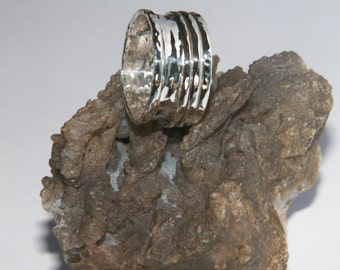 Hammered 2 band Sterling Silver  Spinner Ring- Stamped.925 Handcrafted-Custom size