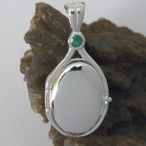 Handmade Sterling Silver Emerald Locket Pendant - USA Crafted