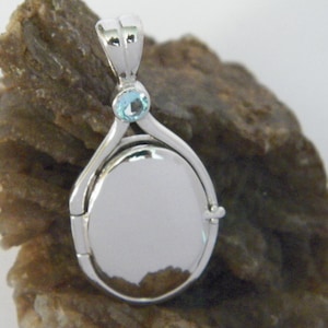 Hand Made in USA 41 mm-20 mm Handcrafted 925 Sterling Silver 4mm Genuine Aquamarine Locket H2O Just Add Water Mermaids Pendant