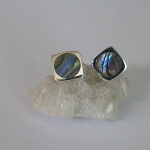 Handcrafted Sterling Silver.925 Stud Earrings With Abalone Shell Mother of Pearl image 3