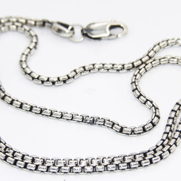 Handcrafted Solid.925 Sterling Silver Venetian Box Inka Chain 2.7 mm-Custom length