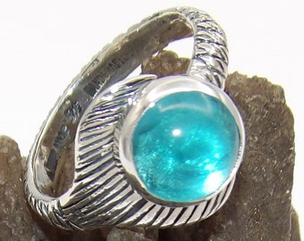 Réglable à la main en argent sterling 925 et 10 mm monté, meilleure pierre bleue à cabochon de Mako, piscine secrète SirenaLylaNixie de l'île de Mako - Taille personnalisée