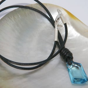 H2O Just Add Water Leather Cord Necklace With Lite Blue Swarovski mermaid pendant-Custom Length