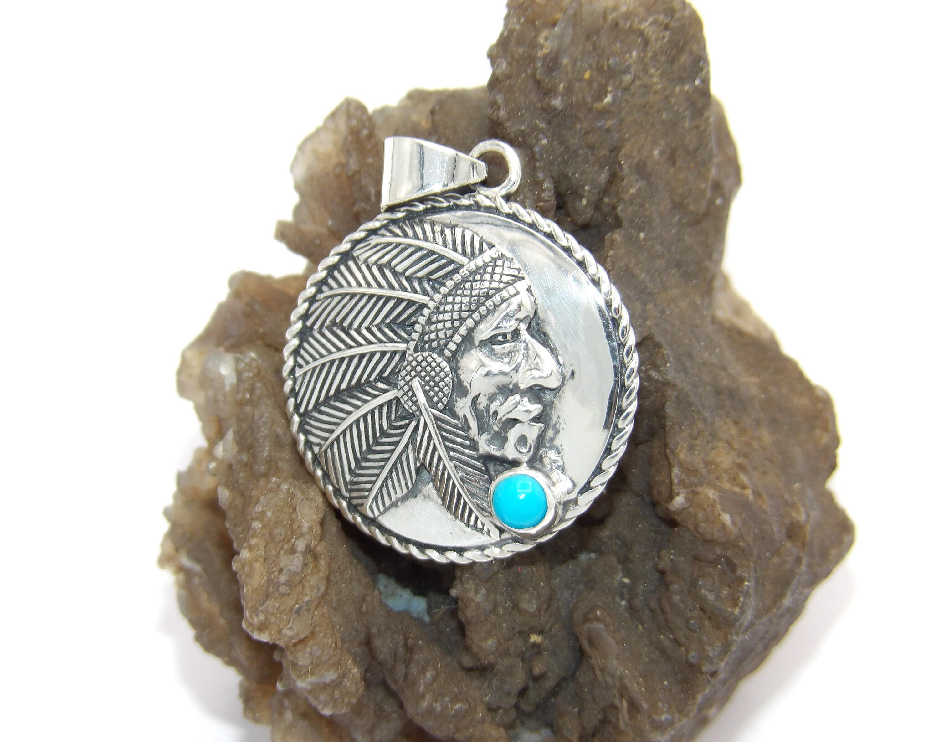 ネックレス・ペンダント Arizona Indian Pendant Hand Made Hand Made in USA 925 Sterling Silver Oxidized Indian Native