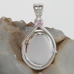 Hand made in USA  size 41 mm -20 mm handcrafted 925 Sterling Silver 4 mm Pink CZ Locket H2O Just Add Water Mermaids Pendant