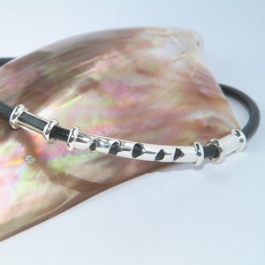 Handmade .925 Sterling Silver and 3 mm Natural Black Leather Cord Bracelet