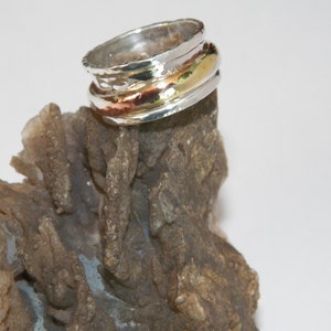 Hammered Handcrafted .925 Sterling Silver Spinner Ring Size-Custom Size image 2