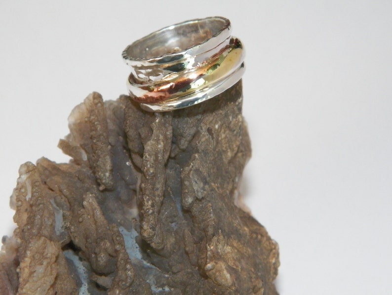 Hammered Handcrafted .925 Sterling Silver Spinner Ring Size-Custom Size image 2