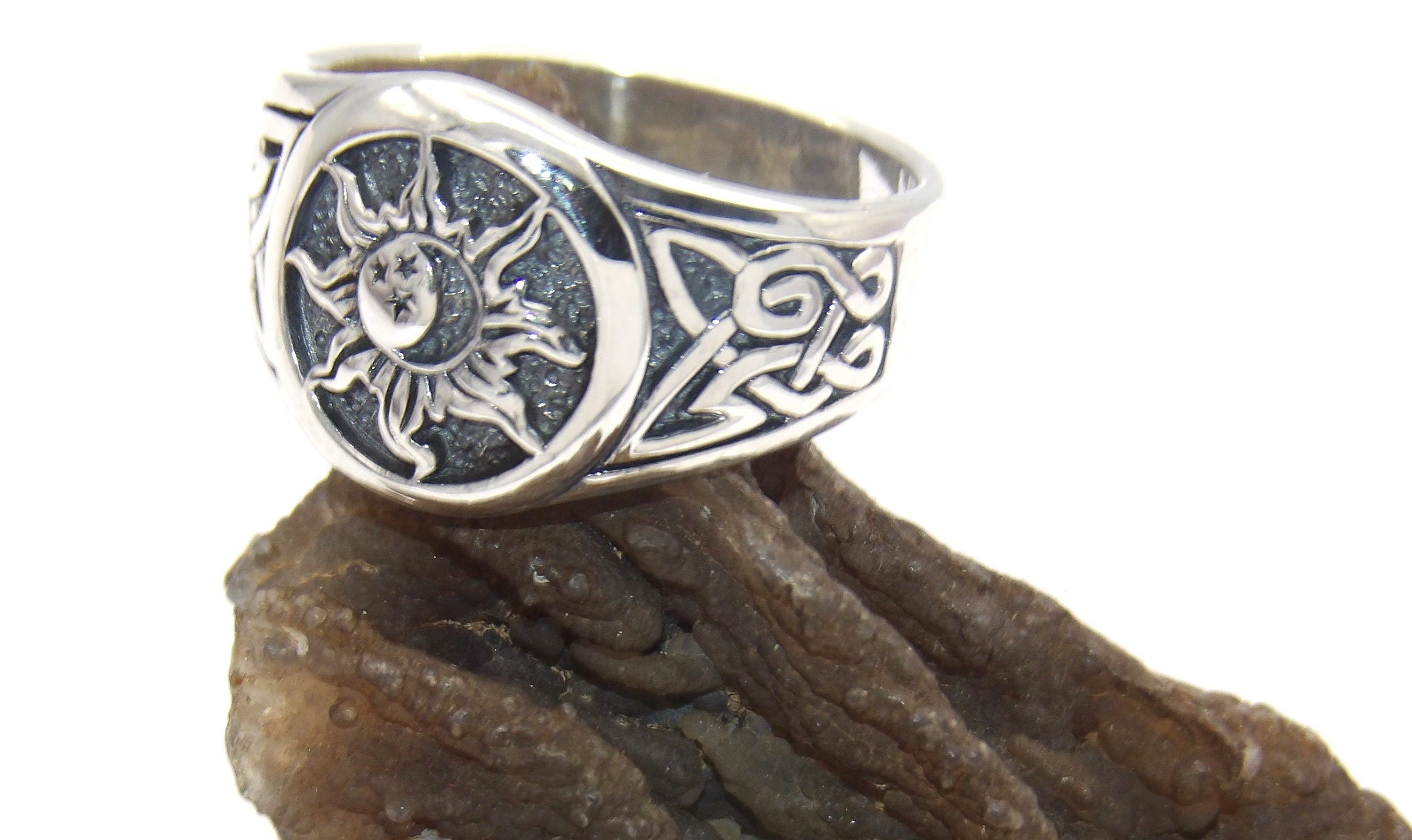 Handcrafted Oxidized.925 Sterling Silver Celtic Sun Ring-custom