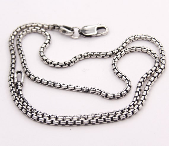 Handcrafted Solid.925 Sterling Silver Venetian Box Inka Chain 2.7