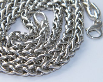 Hand Made .925 Sterling Silver Wheat Profiled Wire Chain Thickness 5mm-choose length