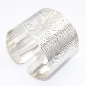 Gift Hand made in USA Solid Pure.999 Silver Zebra Design Cuff Bangle Bracelet Adjustable 6.5-7.5 inches