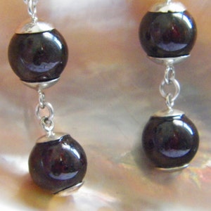 Hand made in USA Natural Garnet Gemstone solid 925 sterling silver jewelry  dangle earrings