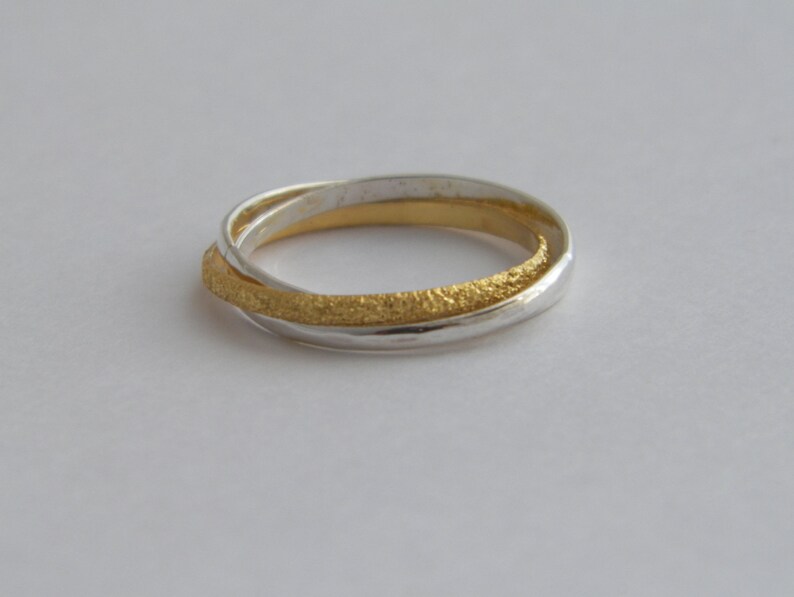 Sterling Silver Interlocking Triple Band Rolling Ring Trinity Russian Wedding-Custom size