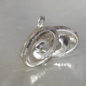 Hand made 925 Sterling Silver Polished Satin, Diamond Cut Hoop Spiral Earrings