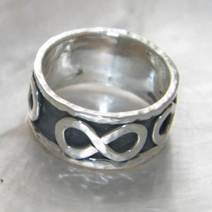 Handcrafted 925 Oxidized Sterling Silver Ring With Symbol of Infinity Handmade -Custom Size