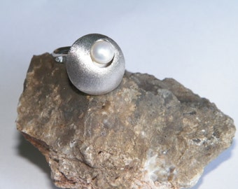 Handmade .925 Sterling Silver Ring With White Fresh Water Pearl size -Custom size