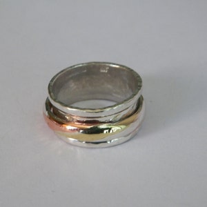 Hammered Handcrafted .925 Sterling Silver Spinner Ring Size-Custom Size image 5