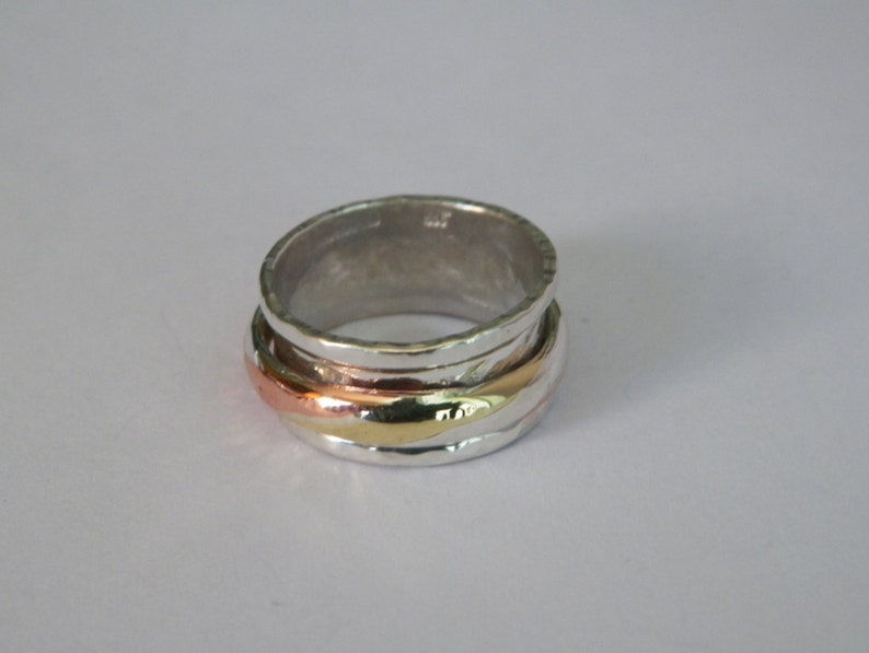 Hammered Handcrafted .925 Sterling Silver Spinner Ring Size-Custom Size image 5