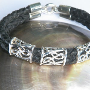 Handcrafted .925 Sterling Silver Elements and Double 6 mm Bolo Braided Leather Bracelet