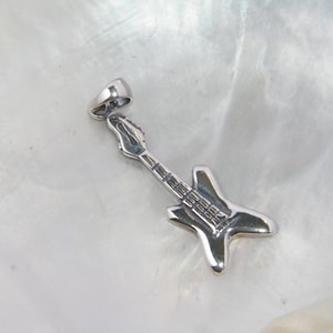 Handcrafted Oxidized .925 Sterling Silver Electric Guitar Pendant