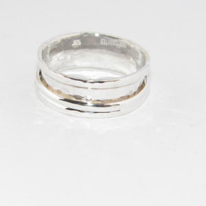 Hammered One Band Sterling Silver Spinner Ring Stamped.925 Handcrafted Custom Size image 5