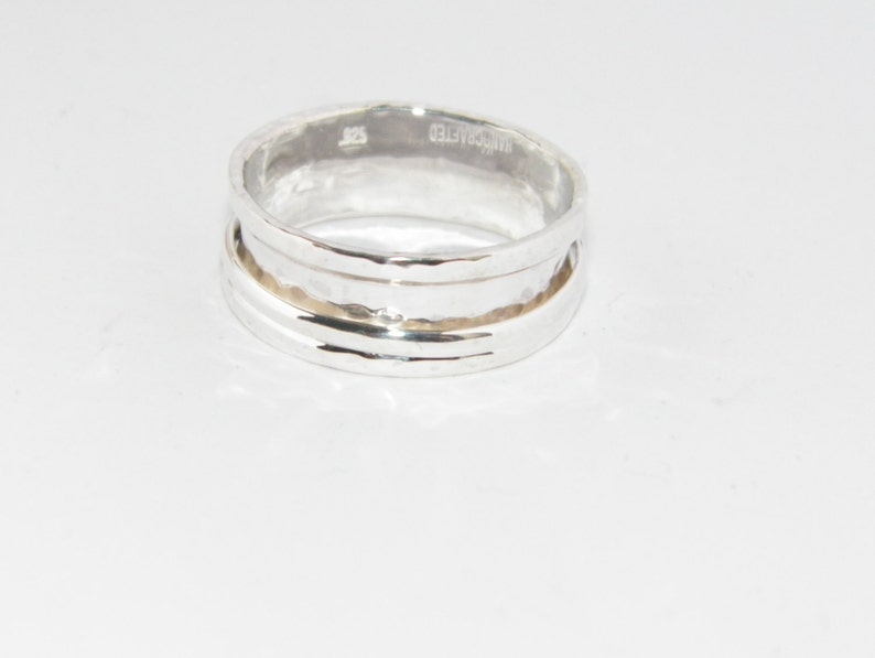 Hammered One Band Sterling Silver Spinner Ring Stamped.925 Handcrafted Custom Size image 5