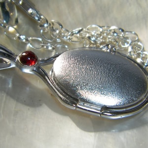 Hand Made in USA SOLID  Sterling Silver4mm Natural Garnet Locket H2O Just Add Water Mermaids Pendant Locket -Chain Option